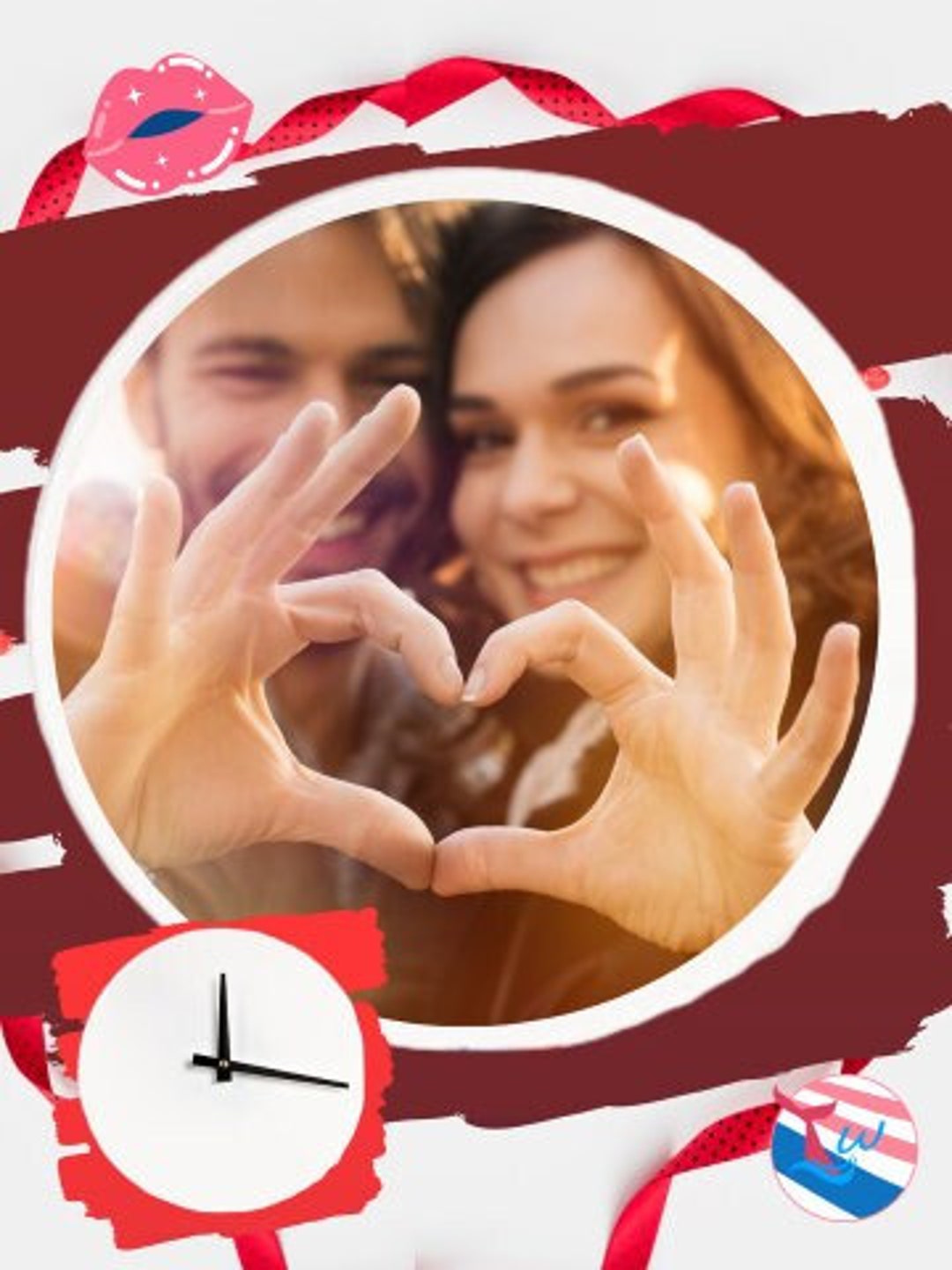 Fotodruck Valentintagsgeschenk Hochzeitsgeschenk Wanduhr Glasuhr