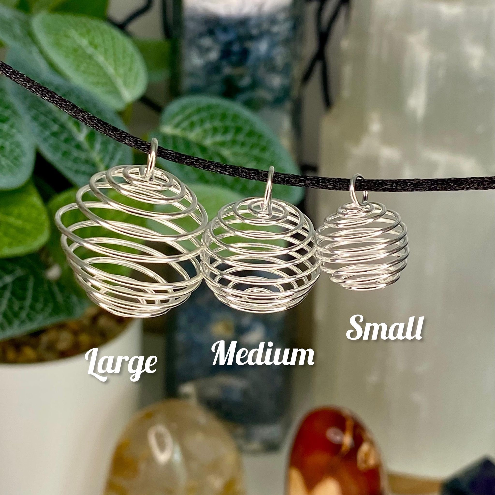 Empty Silver Plated Spiral Cage Pendant Necklace 15mm 20mm or 25mm Bulk  Quantity 1 3 or 5 Tumble Stone Crystal Holder Gemstone Pendulum 