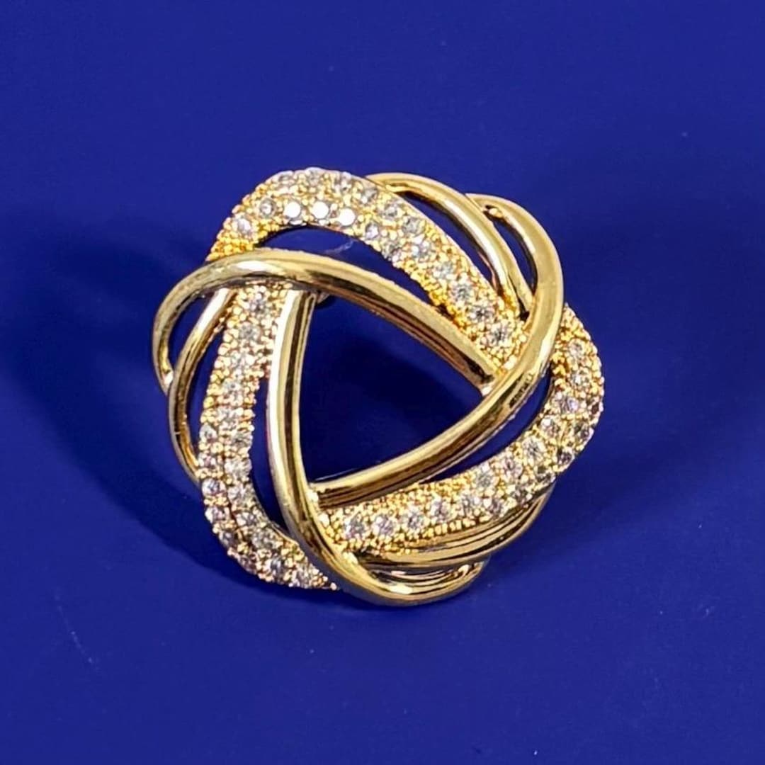 Elegant Gold Geometric Infinity Knot Pin Sparkling Crystal Infinity Pin ...