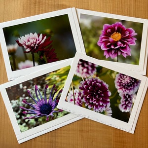 Purple flowers,  handmade blank photo greeting cards