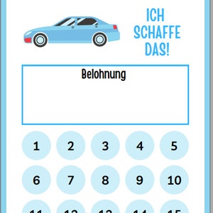 BELOHNUNGSTAFEL für Kinder / Motivation, Belohnung, Lernhilfe /  PDF zum Ausdrucken, digital - Auto