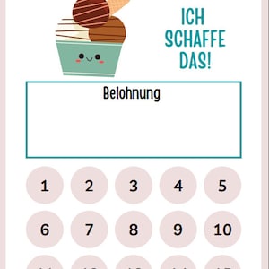 BELOHNUNGSTAFEL für Kinder / Motivation, Belohnung, Lernhilfe /  PDF zum Ausdrucken, digital - Eis