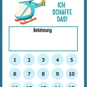 BELOHNUNGSTAFEL für Kinder / Motivation, Belohnung, Lernhilfe /  PDF zum Ausdrucken, digital - Helikopter