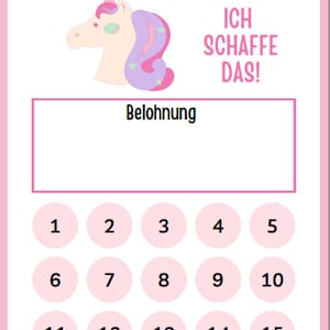 BELOHNUNGSTAFEL für Kinder / Motivation, Belohnung, Lernhilfe /  PDF zum Ausdrucken, digital - Einhorn