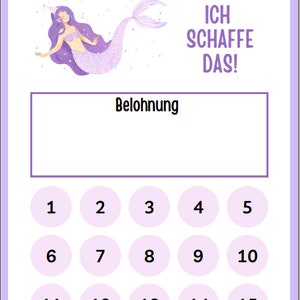 REWARD BOARD for kids / Motivation, Reward, Learning Aid / PDF to print, digital - Mermaid