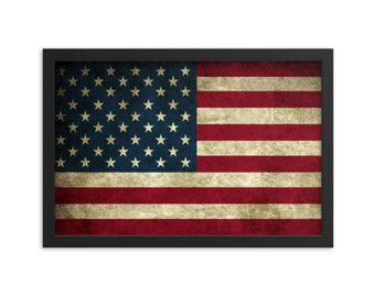 American Flag 12″×18″ Black Matte Framed