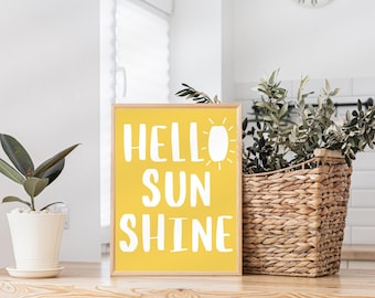 Hello Sunshine Art Print: Bright Yellow Nursery Decor (Digital Download)