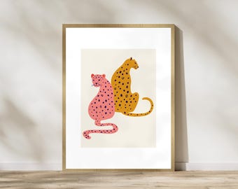 Colourful Leopard Digital Art Print, Pastel Wild Cat Poster, INSTANT DOWNLOAD, Boho Jungle Print, Nursery Room Decor, Kids Bedroom Poster