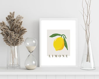 Limone Citrus Fruit Digital Art Print, INSTANT DOWNLOAD, Lemon Italy Kitchen Poster, Printable Wall Art