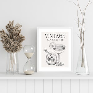 Vintage Cocktail Art Print, INSTANT DOWNLOAD, Wall Art, Vintage Bar Poster, Retro Art Print, Art Deco Print, Neutral Home Decor