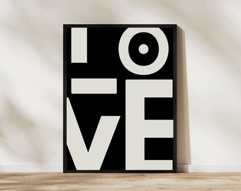 Love Quote Wall Art Print, Love Typography Digital Art Poster, INSTANT DOWNLOAD, Love Letters Wall Art, Black and Beige Neutral Home Decor
