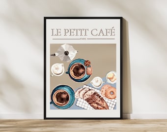 French Cafe Poster, Kitchen Wall Art, Printable Breakfast Art, Coffee Art Poster, Instant Download Art Print, Trendy Cafe Poster.