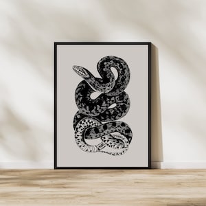 Snake Sketch Art Print, Printable Python Drawing, INSTANT DOWNLOAD, Minimal Serpent Line Drawing Art Poster, Vintage Snake Sketch
