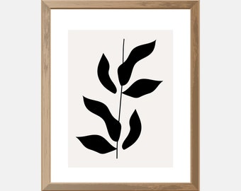 Minimalistisk botanisk väggkonst, DIREKT NEDLADDNING, Neutralt tryck, Abstrakt konsttryck, Blomväggdekor, Neutral väggkonst, Modernt konsttryck.