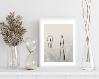 Sketch Figures Minimalist Art Print, Abstract Figures Modern Wall Art, INSTANT DOWNLOAD, Line Drawing People Printable Art, Neutral Home