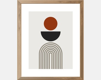 Modern Geometric Art Print, INSTANT DOWNLOAD, Abstract Wall Art, Mid Century Modern Art Print, Contemporary Digital Art