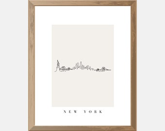 New York Skyline Art Print, INSTANT DOWNLOAD, Digital Art Print, New York Art Print, City Skyline Wall Art