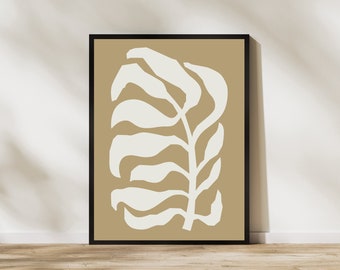 Tropical Leaf Printable Art Poster, Botanical Wall Art, Instant Download Art Print, Abstract Palm Leaf Poster, Matisse Inspired Art Print