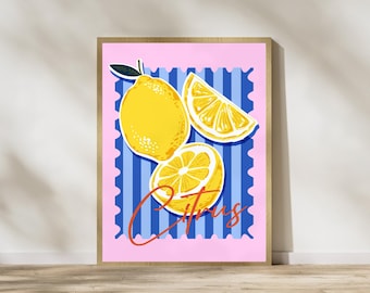 Bright Lemon Art Print: Colorful Citrus Poster (Digital Download)