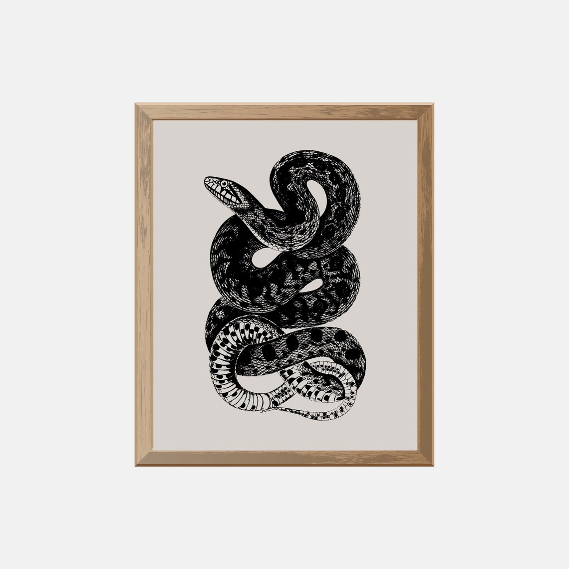 Snake Sketch Art Print, Printable Python Drawing, INSTANT DOWNLOAD ...