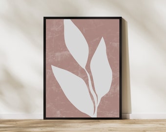 Blush Botanical Digital Art Print, INSTANT DOWNLOAD, Pink Abstract Gallery Wall Print, Textured Modern Art Home, Spring Art Poster