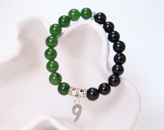 Life Path Number 9 Bracelet Crystal Jade and Obsidian Life Path Number 9 Crystals for Humanitarian Gemstone Bracelets for Teachers Jewelry