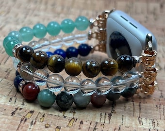 Smart Watch Crystal Band Healing Bracelet Illness and Health Protection Bracelet Crystal Apple Watch Band Beads