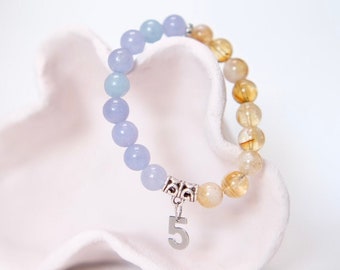 Life Path Number 5 Bracelet: Aquamarine & Citrine Gemstone