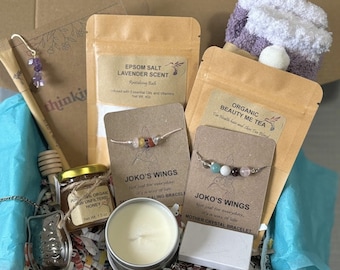 Mom Tea Gift Box: Crystal Bracelet, Organic Tea & Honey Self Care Set