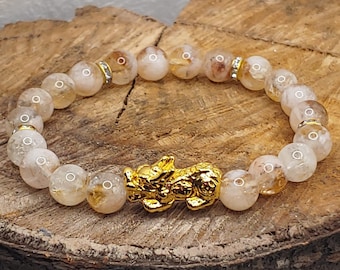 Bixie-citrienarmband: 24-karaats gouden draak, geluk en bescherming