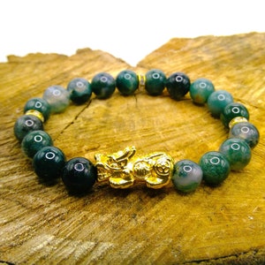 Pixiu Achat Armband Glücksarmband Kristall Pi Yao mit 24K Vergoldetes Drachen Pixiu Schutzarmband Achat Pi Yao Kristallarmband