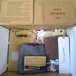 Father&#39;s Day Spa Gift Set, Protection Crystal,  Hygge Gift basket, Personalized Dad Gift Box, Protection Bracelet for Dad, Dad Spa Gift Box