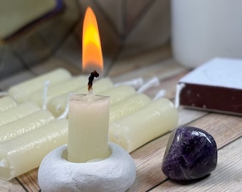 Handcrafted 15-Minute Meditation Candle with Amethyst Crystal for Amethyst for Inner Peace, 15 minute mini Beeswax Meditation Candle