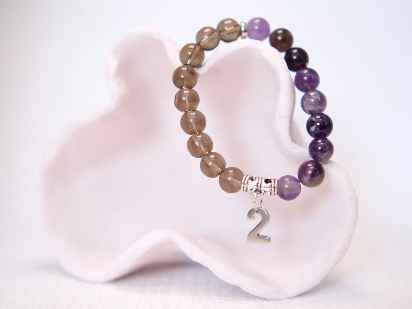 Life Path Number 22 Bracelet: Smoky Quartz & Amethyst Gemstone