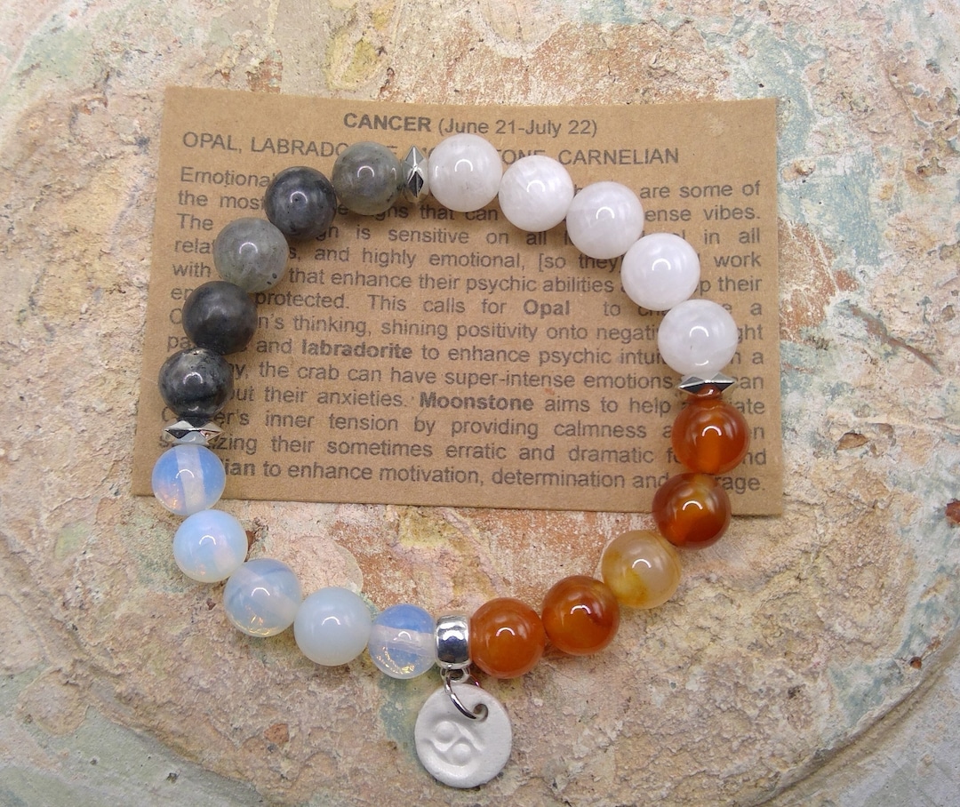 Cancer Zodiac Sign Crystal Bracelet July Gemstones Crystals Jewelry