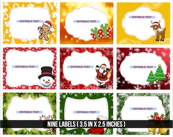 Etiquetas navideñas para imprimir por ti mismo - Etiquetas adhesivas económicas para descargar al instante - Etiquetas navideñas rápidas - PNG - PDF