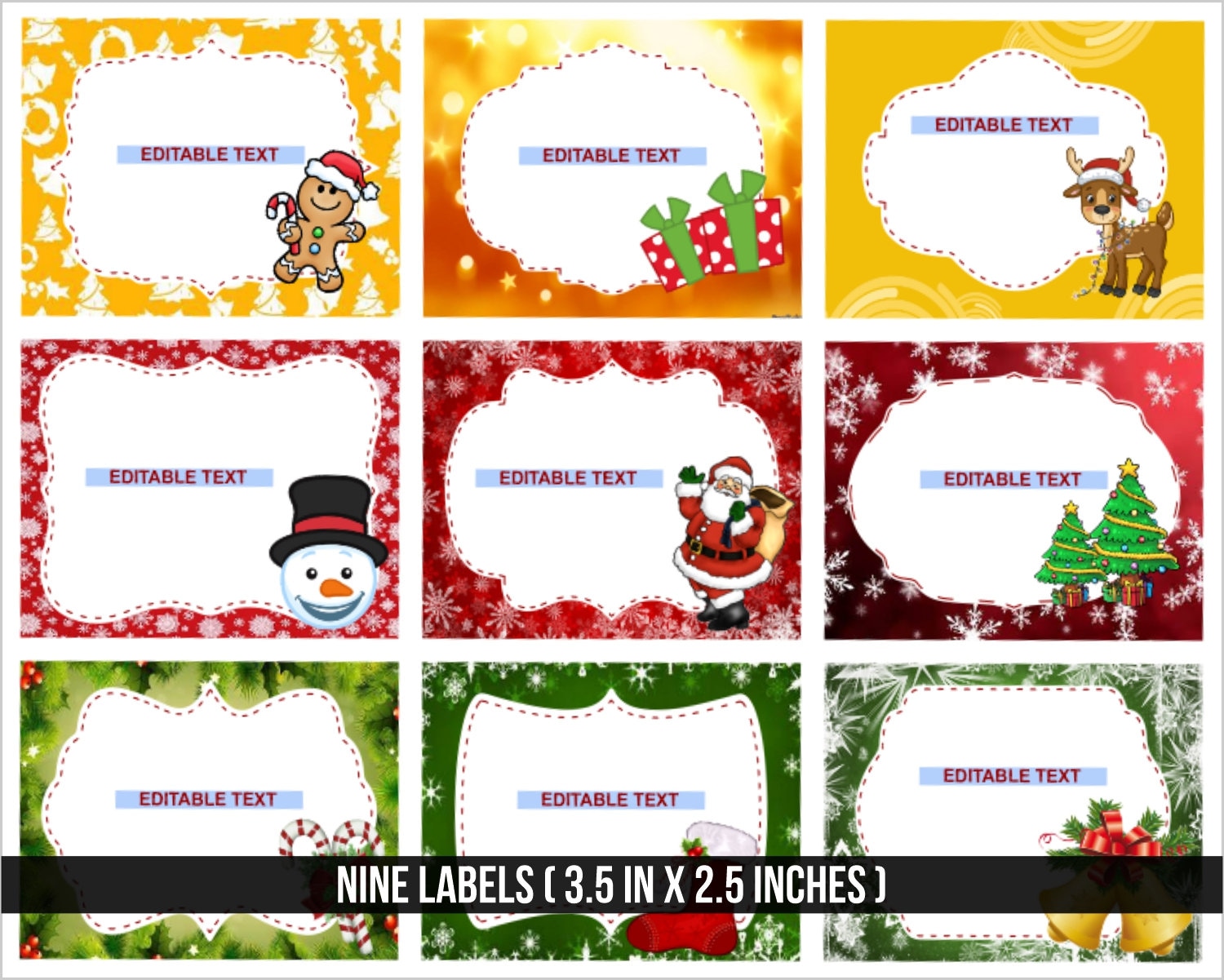 DIY Printable Christmas Labels Affordable Labels Stickers Instant