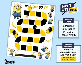 Printable Minions Reward Chart | Minions Kids Behavior Chart | Instant Download  Chart | Toddler Reward Chart | Kids Game | Children Game