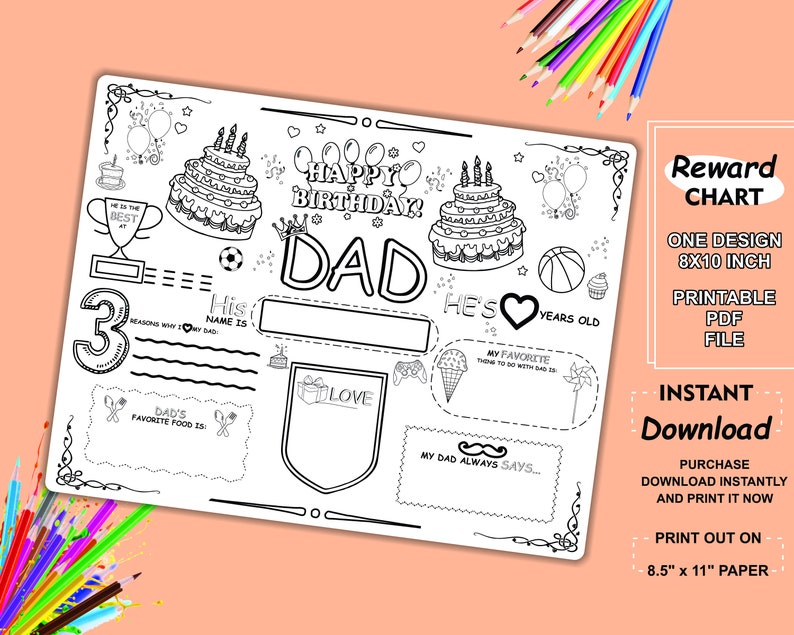 Happy Birthday Dad Coloring Page Printable All About Dad Fill in
