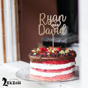 Personalisierte Hochzeitstorte Topper benutzerdefinierte Geburtstag Cake Topper Jubiläum Verlobung Acryl Topper mit Herz und Datum Party Dekor