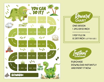 Printable Dinosaur Reward Chart | Dinosaur Kids Behavior Chart | Instant Download Sticker Chart | Toddler Chore Chart | T-Rex Behavior Chart
