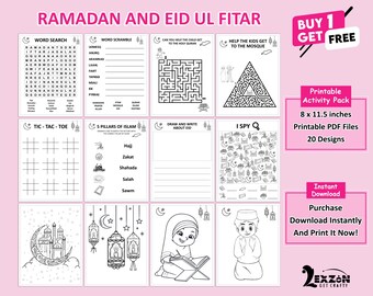Ramadan Activity Printable, Eid Activities, Ramadan Activity Book, Ramadan Printable, Eid Activity Book, Ramadan Coloring, Eid ul Fitr