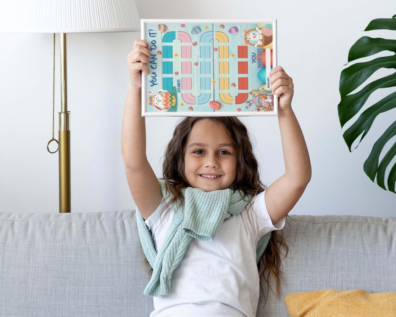 Tovaglietta di Pasqua stampabile Pagina da colorare di coniglietto primaverile Attività per feste di Pasqua Tovaglietta per il giorno di Pasqua Stampabile Giochi per bambini Labirinto immagine 3