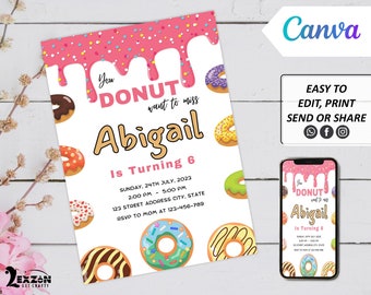 Donut Party Invitation, Donut Invitation,Donut Invites, Instant Download Donut Invites All Purpose, Mobile Phone Text Party Email SMS Invite