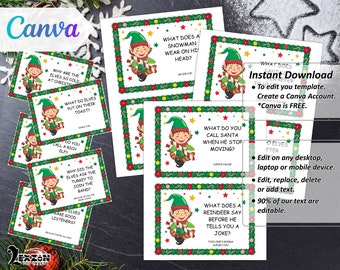 Actividad de 30 días con tarjetas de broma de elfos navideños, paquete de actividades de elfos editables, minitarjetas de notas de elfos, ideas de juegos de elfos navideños, actividades de elfos para imprimir