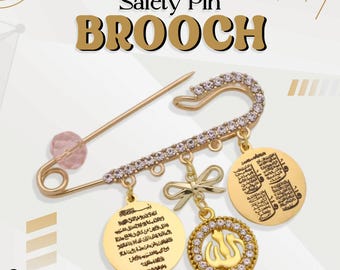 Broche de bebé Ayatul Kursi, broche de cuatro Qul Suras, mini broche de cristal, regalo para baby shower, broche islámico, regalo de Navidad