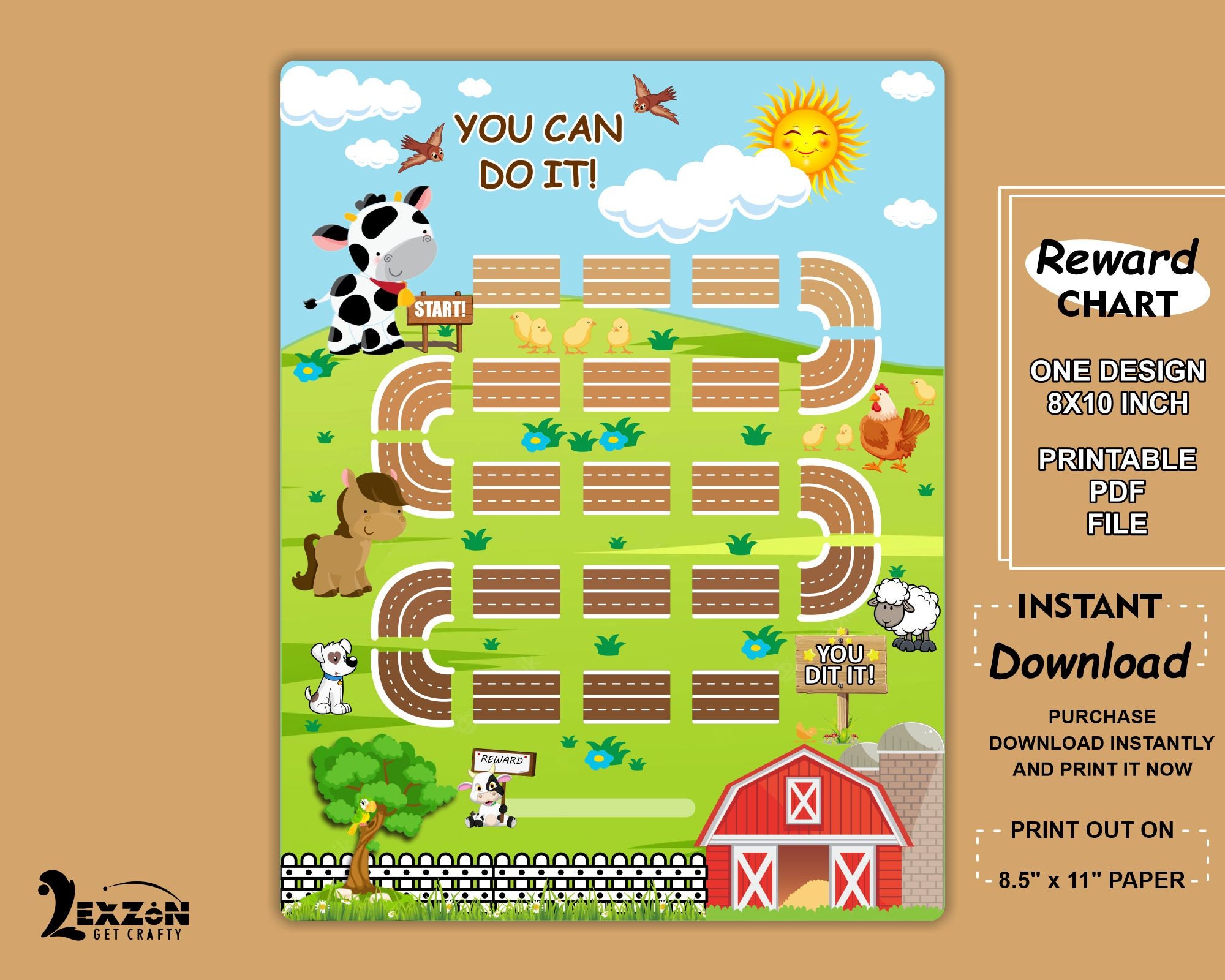 Printable Farm Reward Chart Farm Kids Behavior Chart Instant Download printable-farm-reward-chart-farm-kids-behavior-chart-instant-download