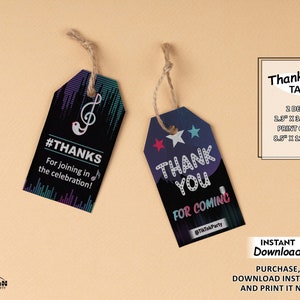 Etichette di ringraziamento ispirate a Tiktok / Etichetta di compleanno Tik tok stampabile / Etichette per bomboniere musicali / Etichette per feste Tiktok / Etichetta regalo Tiktok