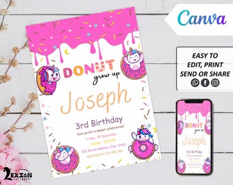 Donut Party Invitation,Donut Invitation, Donut Invites, Instant Download Donut Invites All Purpose, Mobile Phone Text Party Email SMS Invite