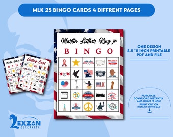 Martin Luther King Bingo, Unique Bingo Cards, Kids&#39; MLK Activity, MLK Printable, Martin Luther Bingo Cards, Digital Download